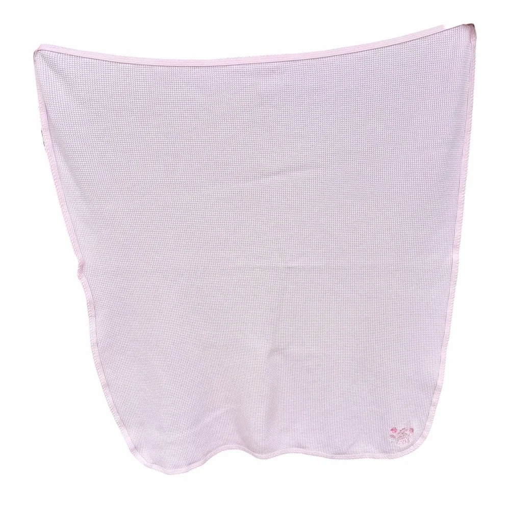 Y2K Gerber Thermal Waffle Weave Baby Lovey Security Blanket Pink Bear 29x34 GUC